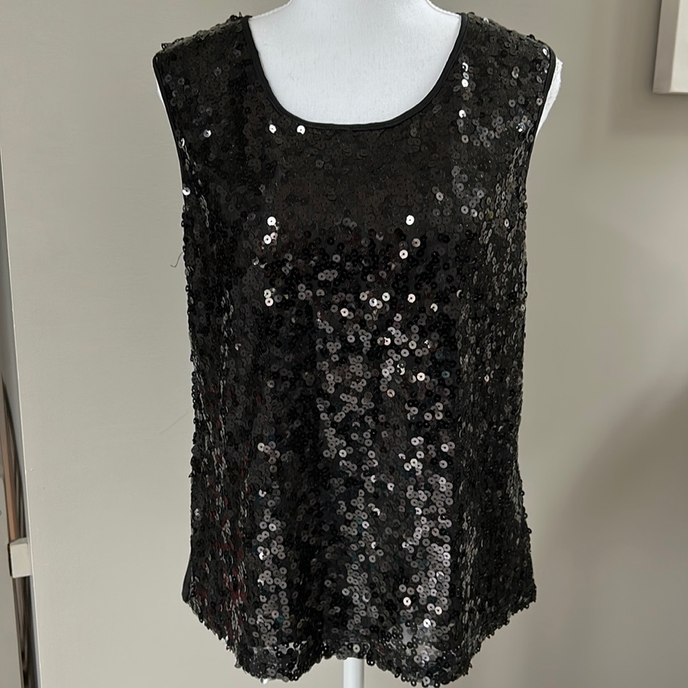 Black Sequined Tank Top by George, Size M